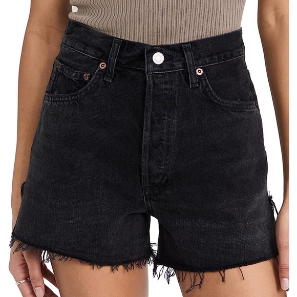 Agolde Pants - NWT Agolde Dee Vintage High Rise Denim Shorts - size 27 Divise Black